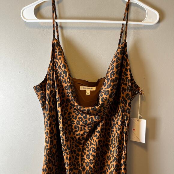 Good American Women's Leopard Slip Dress Chai Leopard Size 4 (XL) New - Picture 2 of 8